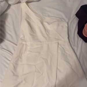 French Connection Cream One-Shoulder Dress